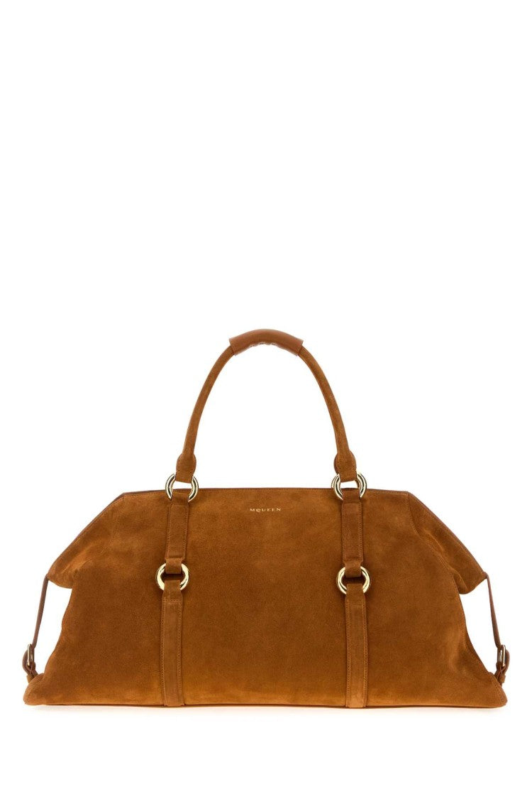 Alexander Mcqueen Caramel Suede Farringdon Maxi Handbag