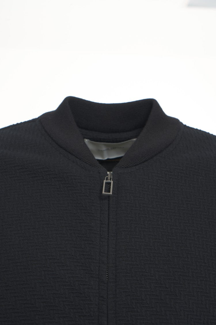 Paolo Pecora Textured Black Bomber Jacket