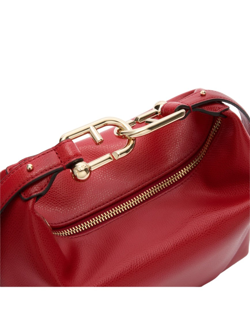 Furla Tonie Mini Hobo Bag In Red Leather
