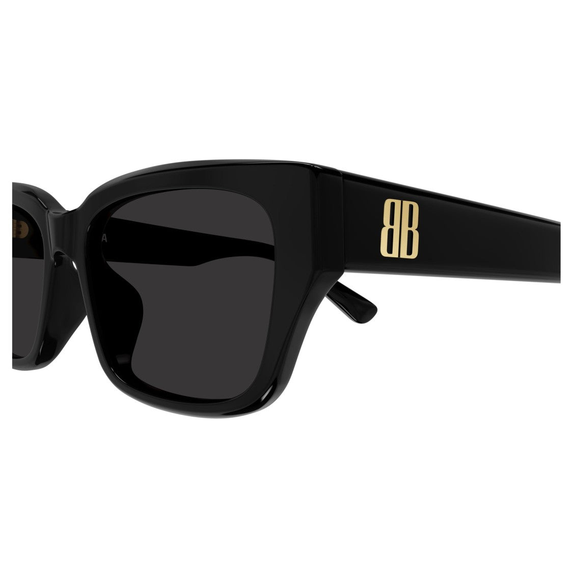 Balenciaga Bold Rectangular Sunglasses In Glossy Black Acetate