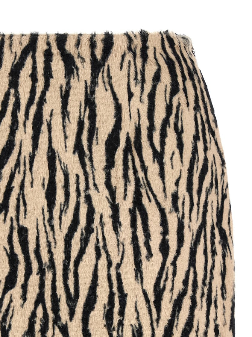 Rotate Birger Christensen Printed Faux Fur Skirt