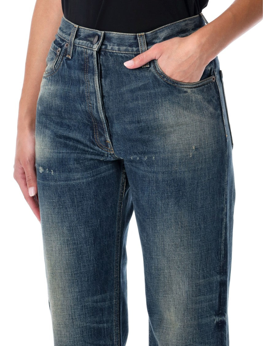 Prada Straight-Leg Vintage Wash Blue Jeans