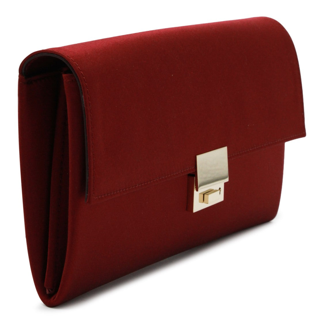 Tom Ford Rectangular Red Viscose Clutch With Gold-Tone Magnetic Closure