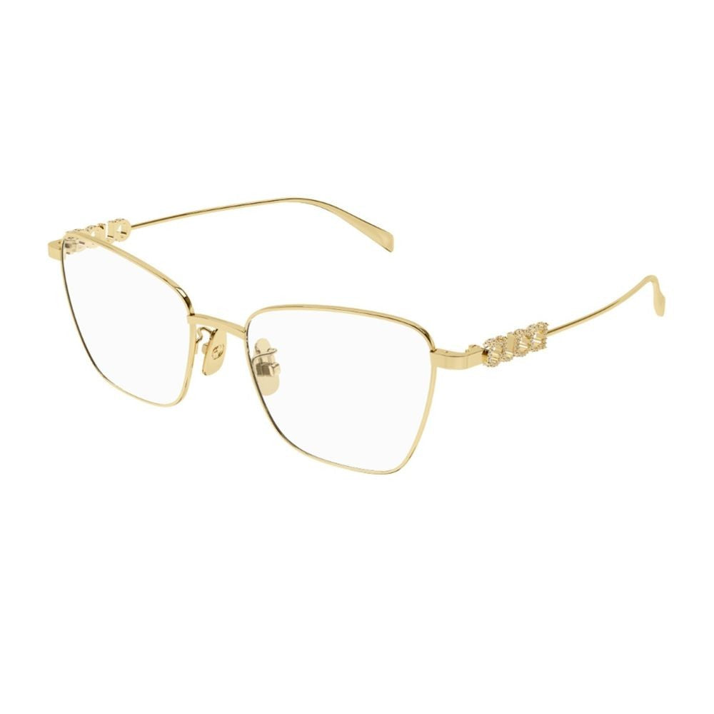 Gucci Butterfly-Shaped Metal Frame Eyeglasses With Decorative Logo Detail