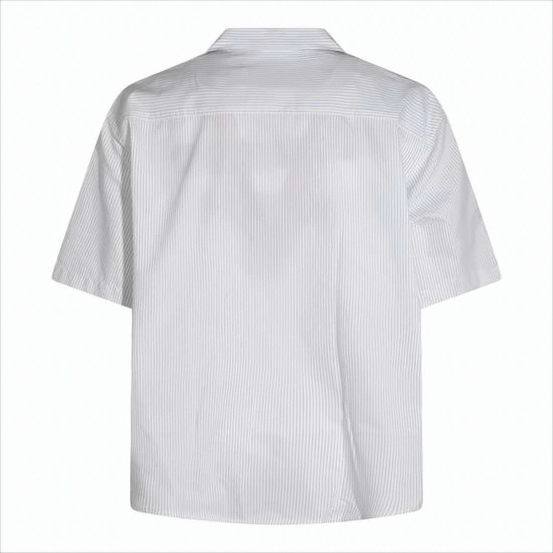Ami Paris Short-Sleeved Relaxed Fit Shirt With Vertical Pinstripes