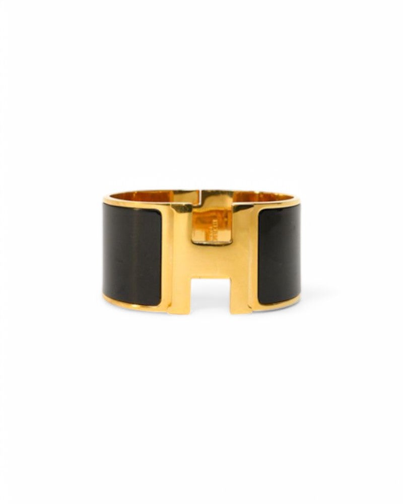 Hermès Clic Clac H Bracelet Large Black Gold