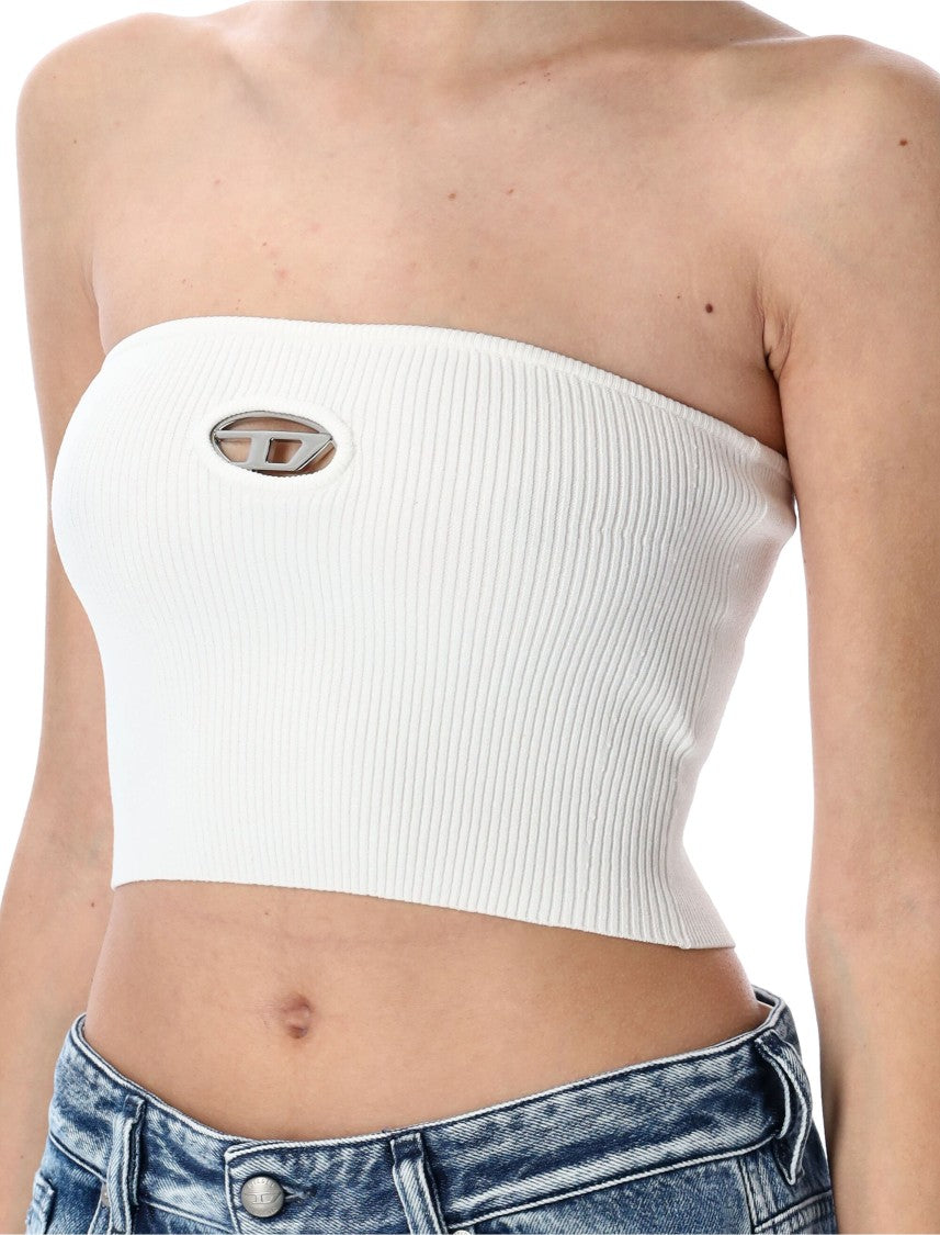 Diesel Ribbed Tube Top With Stylish Logo Plaque