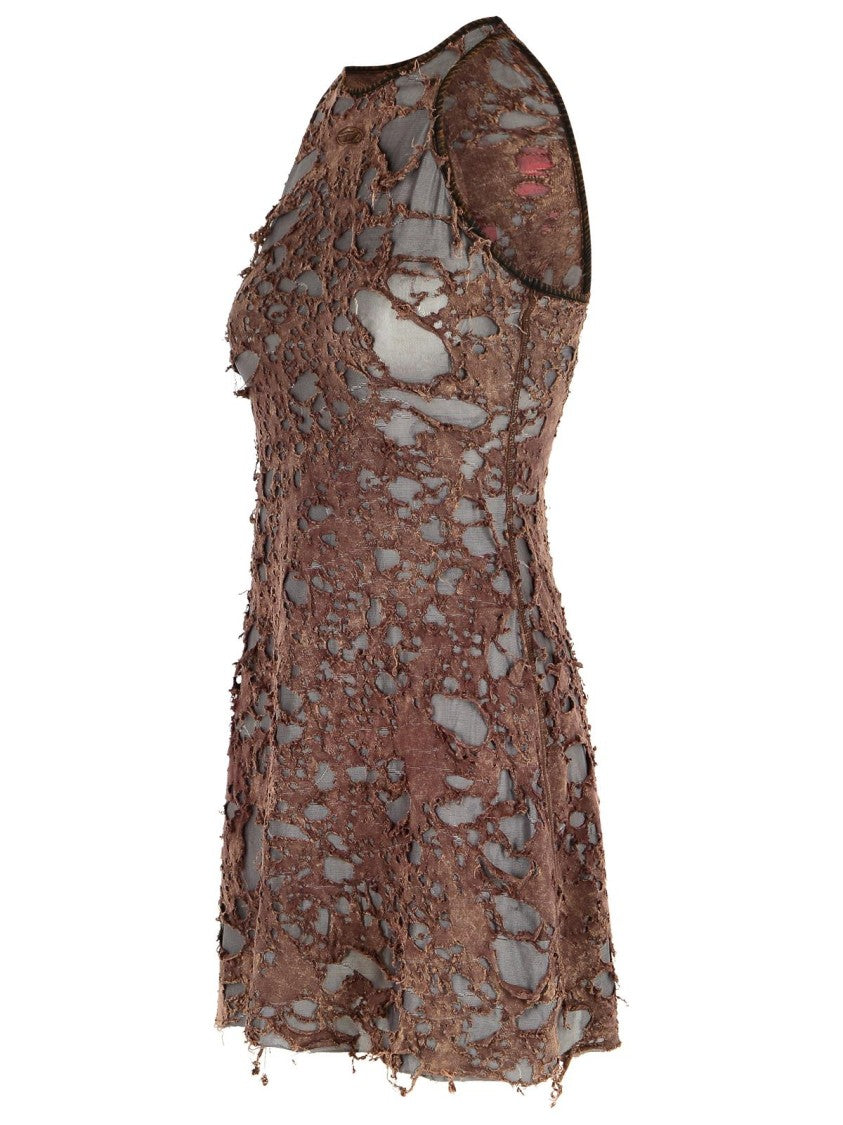 Diesel Mini Dress With Distressed Textures