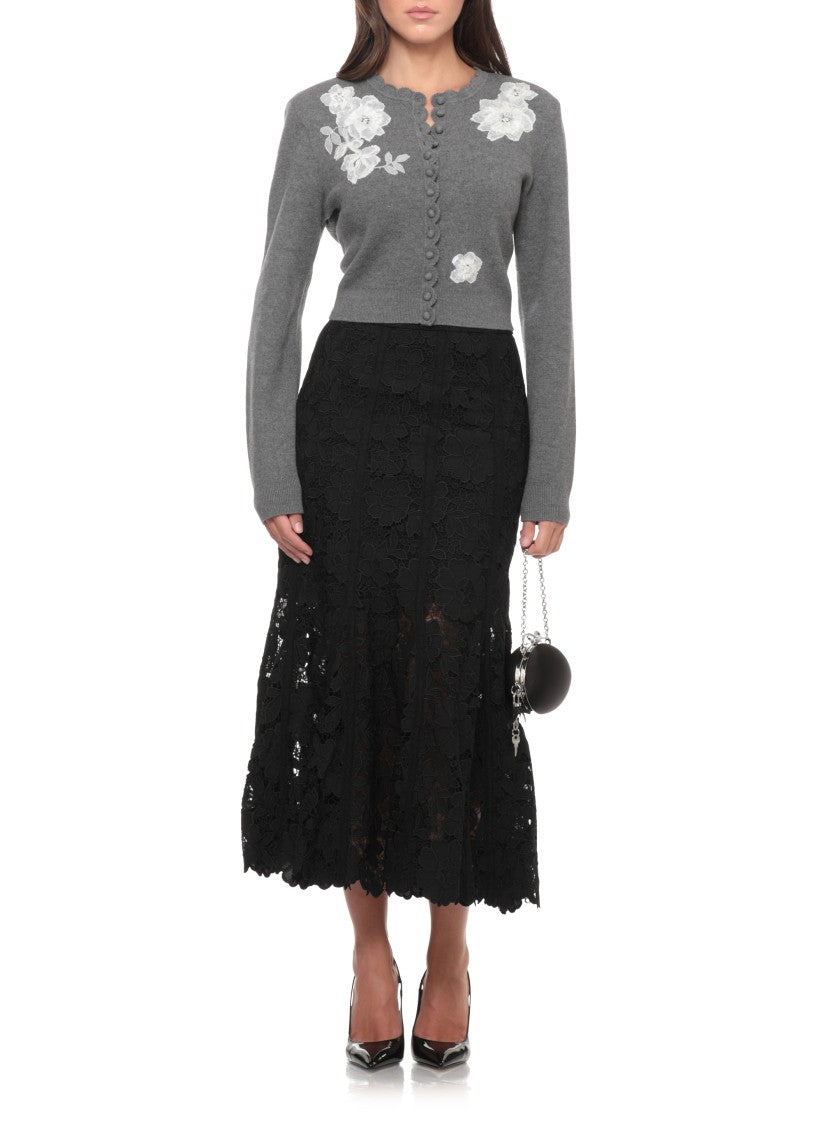 Self-Portrait Mermaid Silhouette Black Floral Lace Self-Portrait Skirt