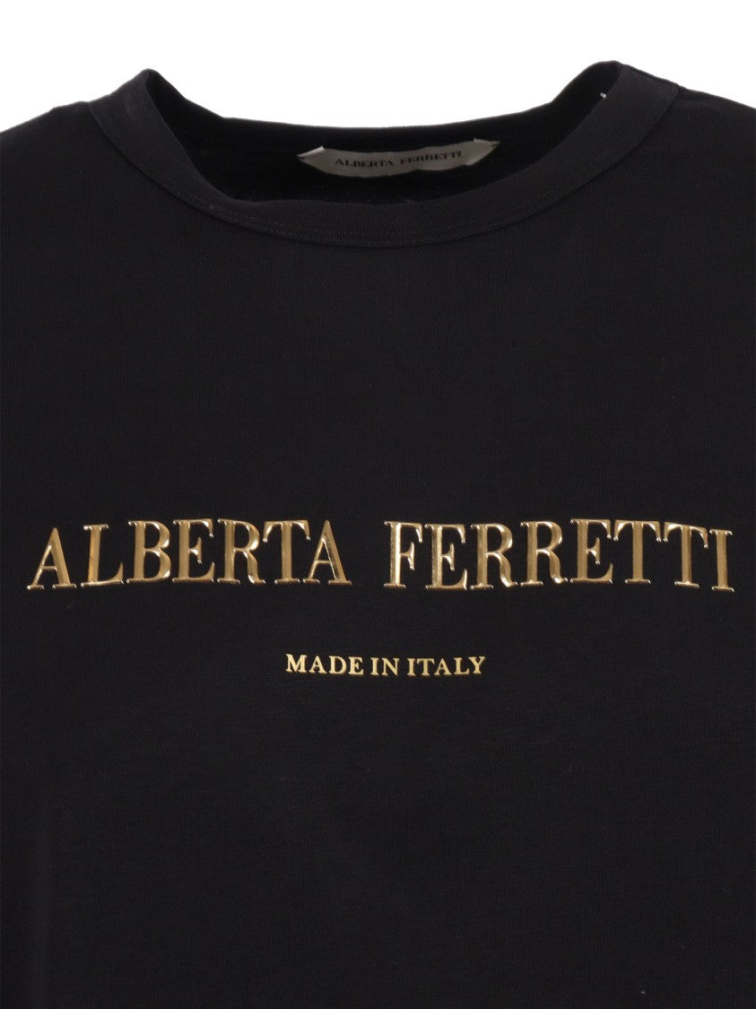 Alberta Ferretti Relaxed Fit T-Shirt With Metallic Logo