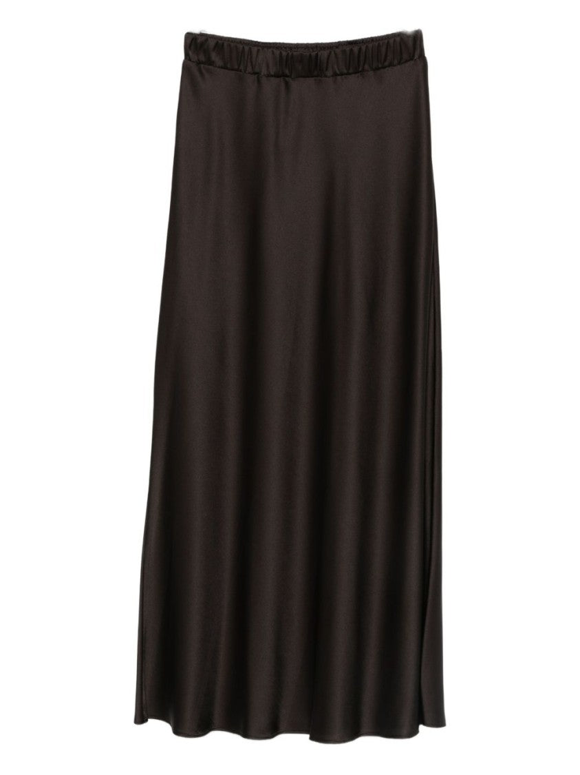 Dexterior Midi-Length Gray Skirt With Elastic Waistband