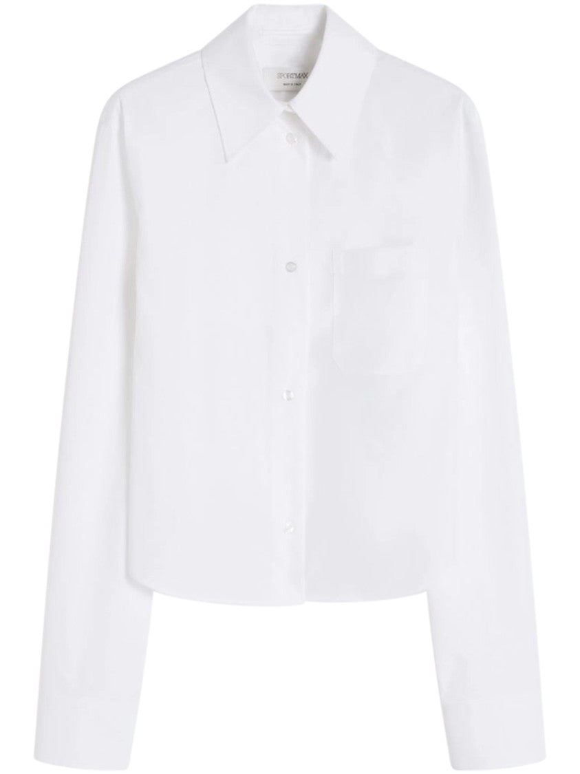 Max Mara Crisp White Shirt With Unique Textured Back Panel