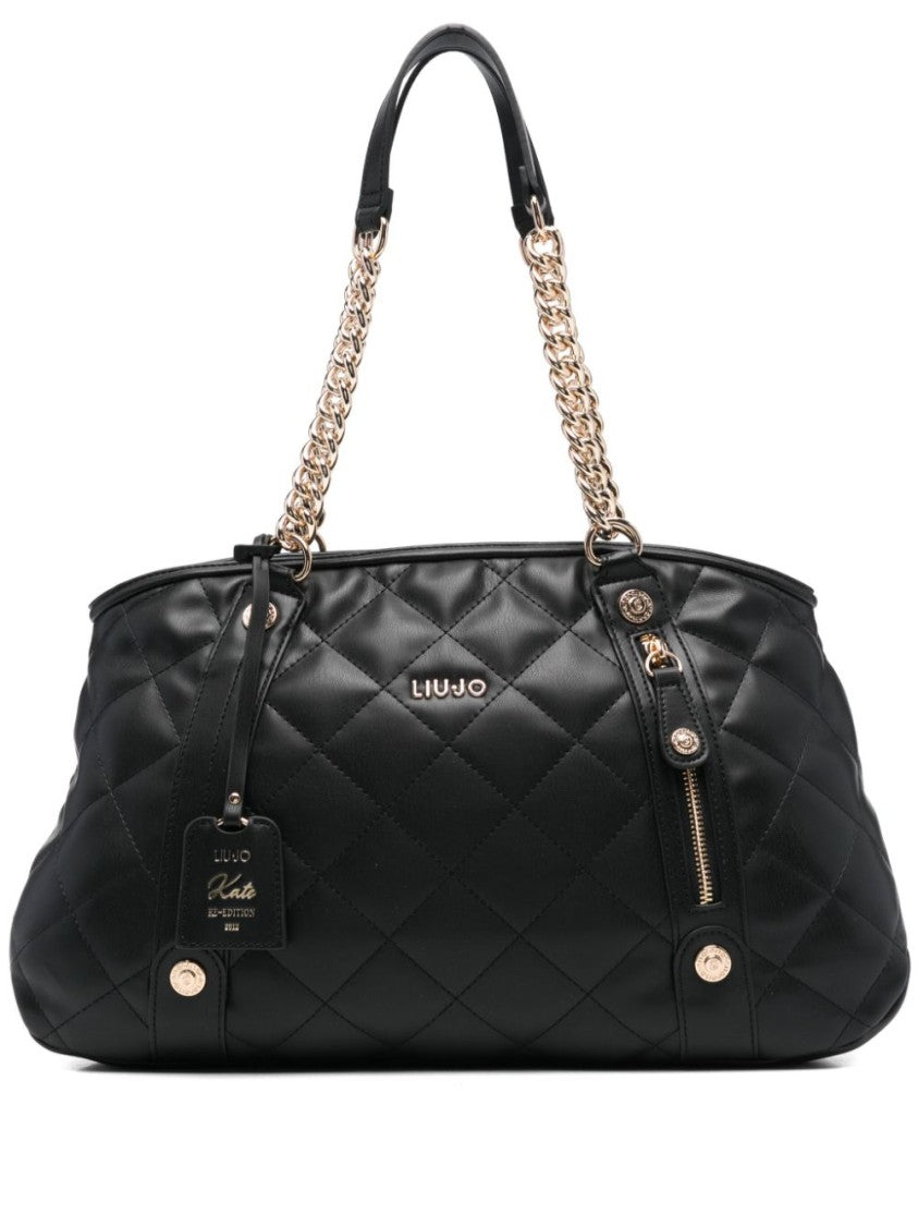 Liu Jo Quilted Black Shoulder Bag With Removable Charm