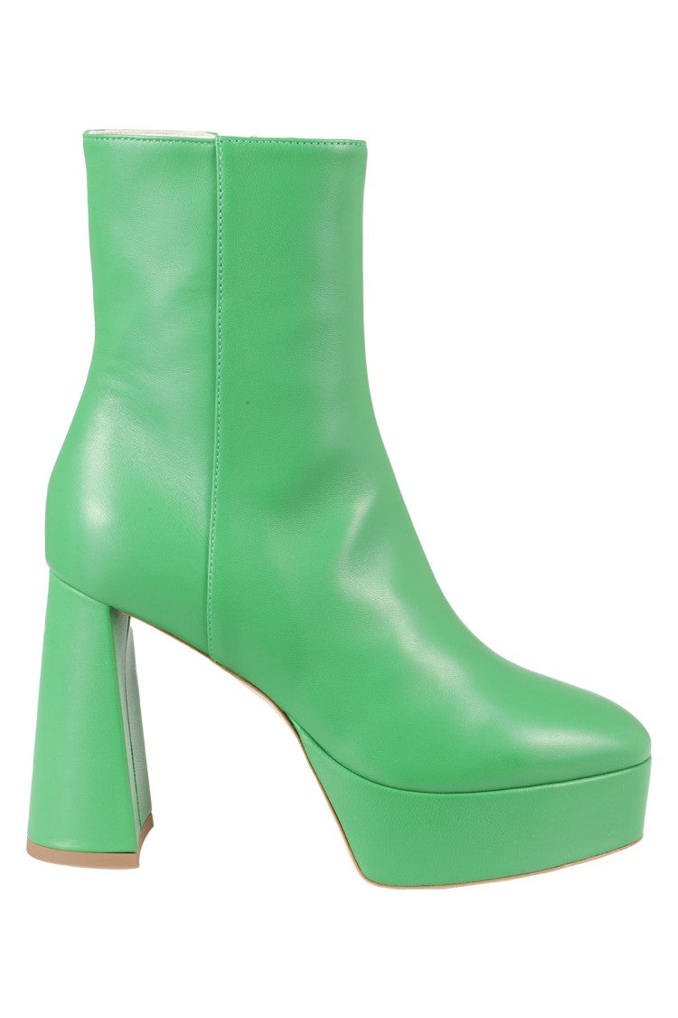 Bettina Vermillon Elegant Green Leather Ankle Boot