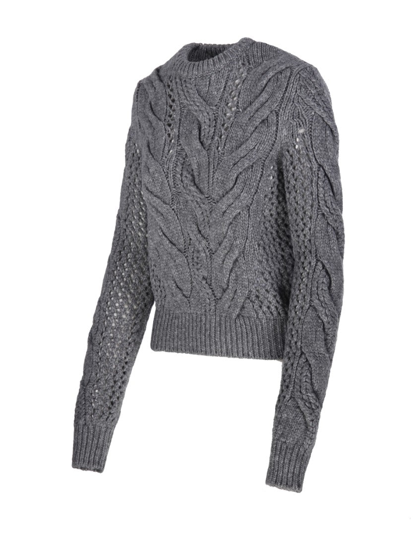 Max Mara Textured Cable Knit Sweater With Cropped Silhouette
