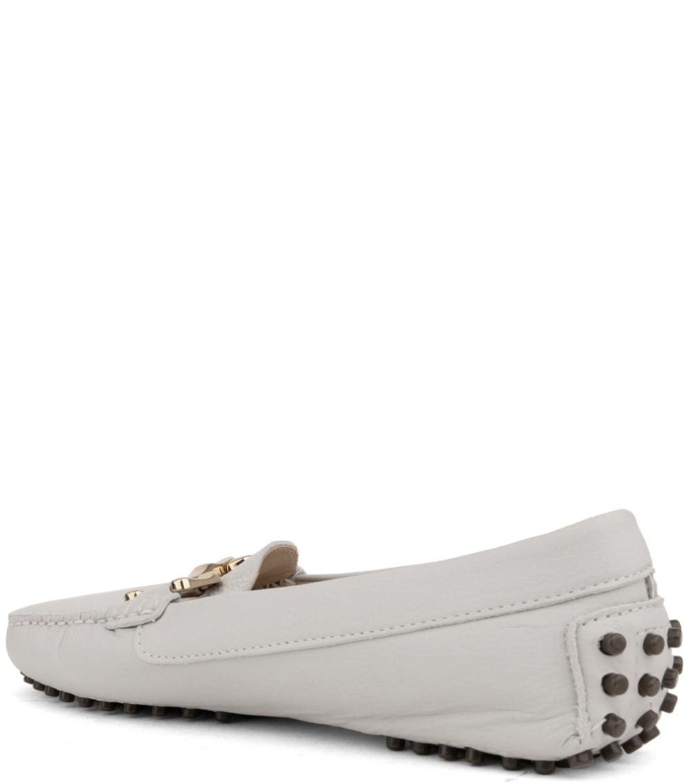 Sergio Moretti Grey Leather Loafers With Rubber Sole