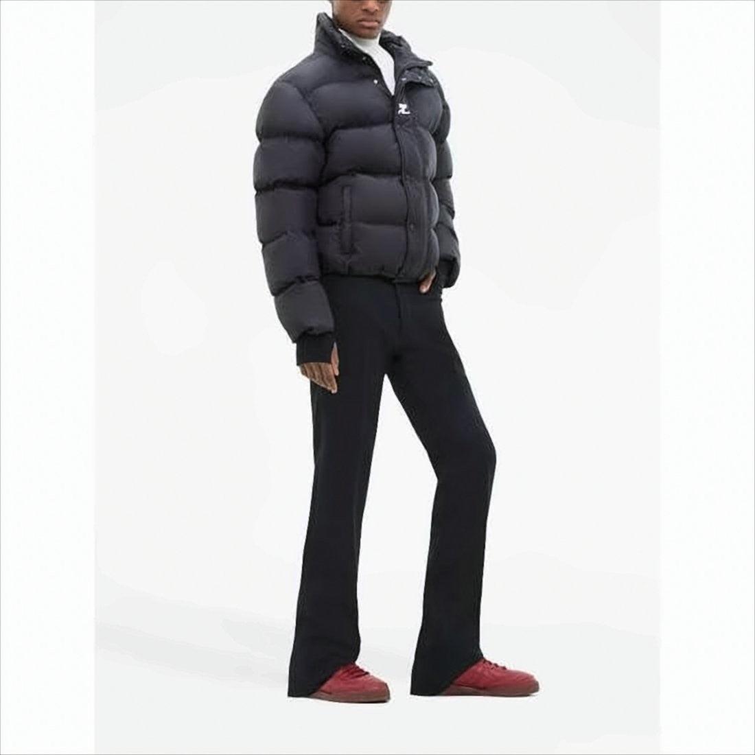 Courrèges Quilted Down Coat With High Collar