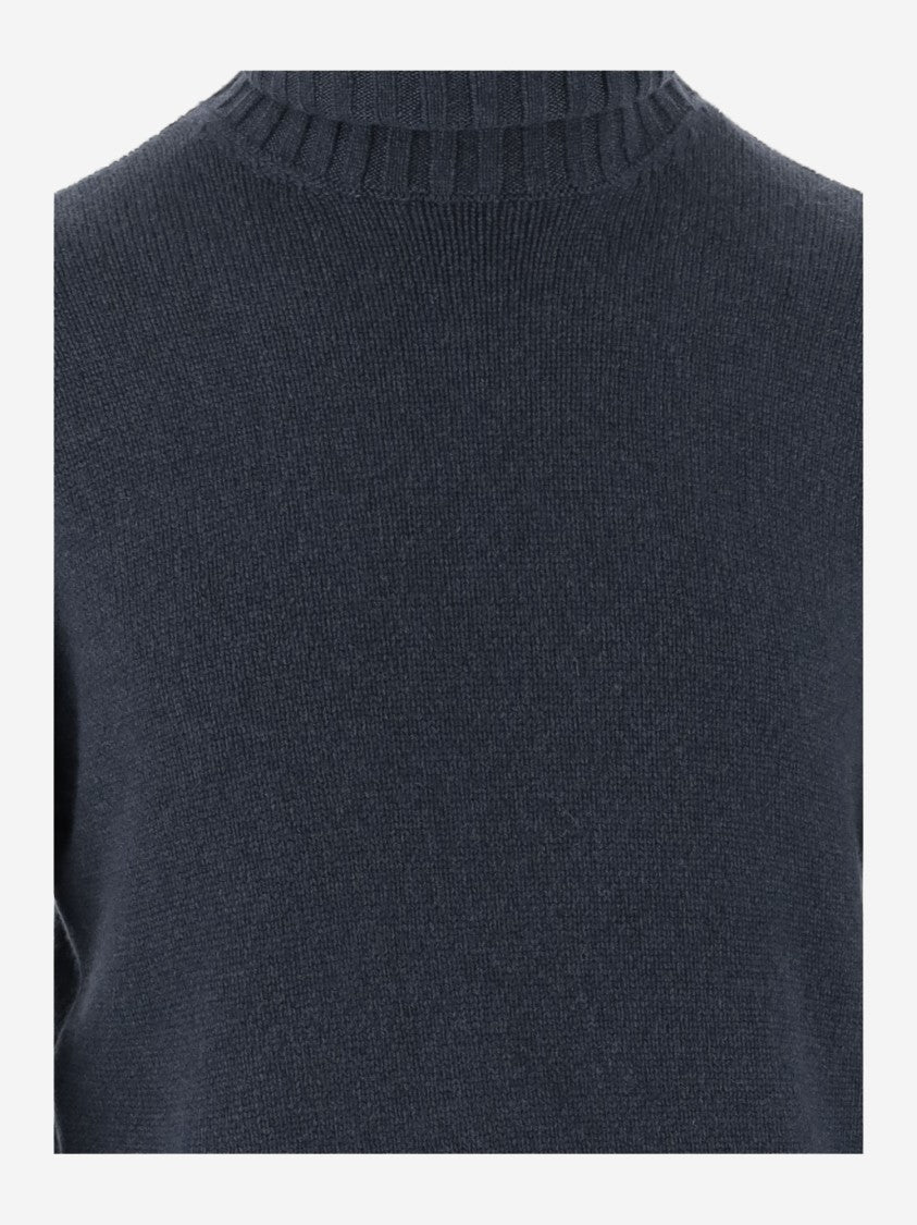Giorgio Armani Ribbed High Neck Cashmere Sweater With Semi-Rolled Edges