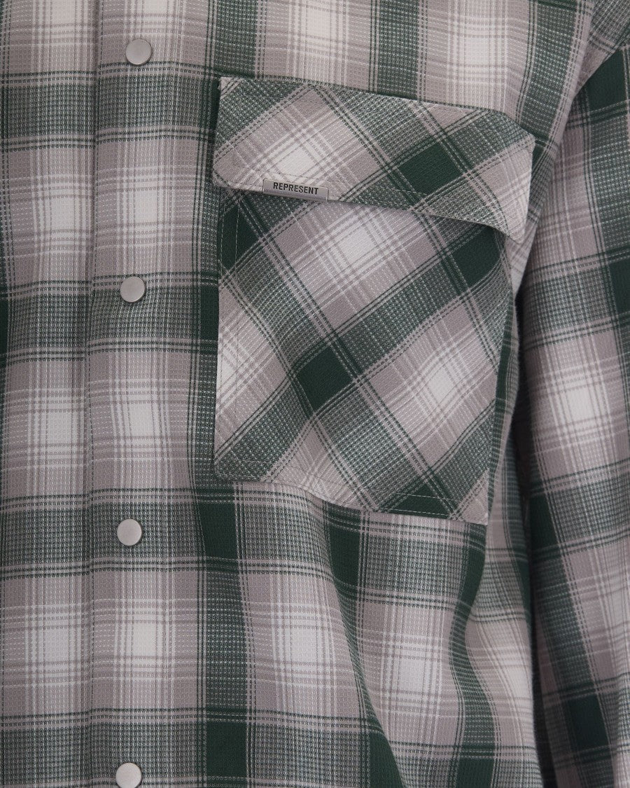 Represent Dark Green Waffle Flannel Shirt