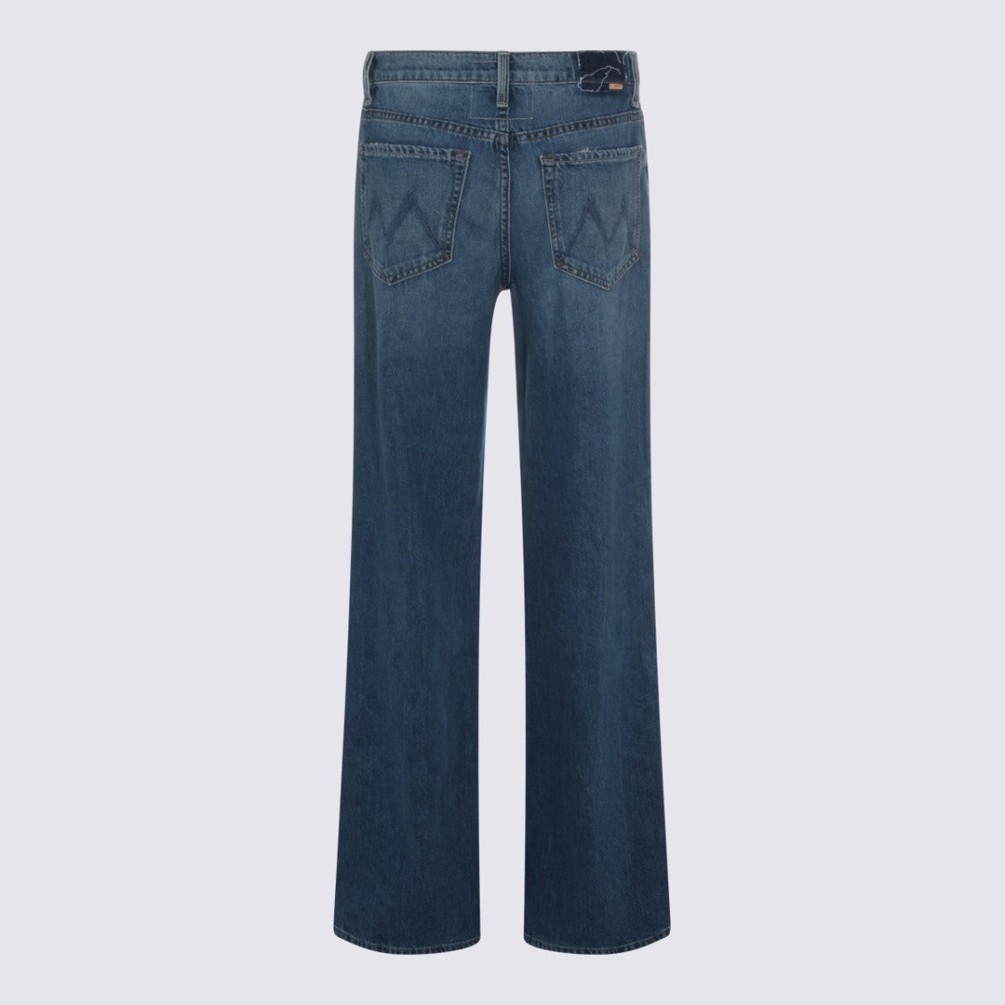Mother Classic Blue Denim Jeans With Straight-Leg Cut