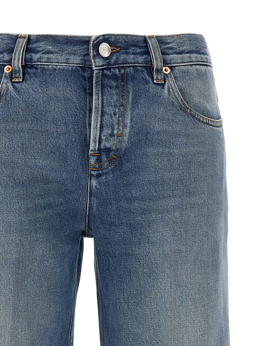 Gucci Faded Blue Washed Denim Straight Leg Jeans