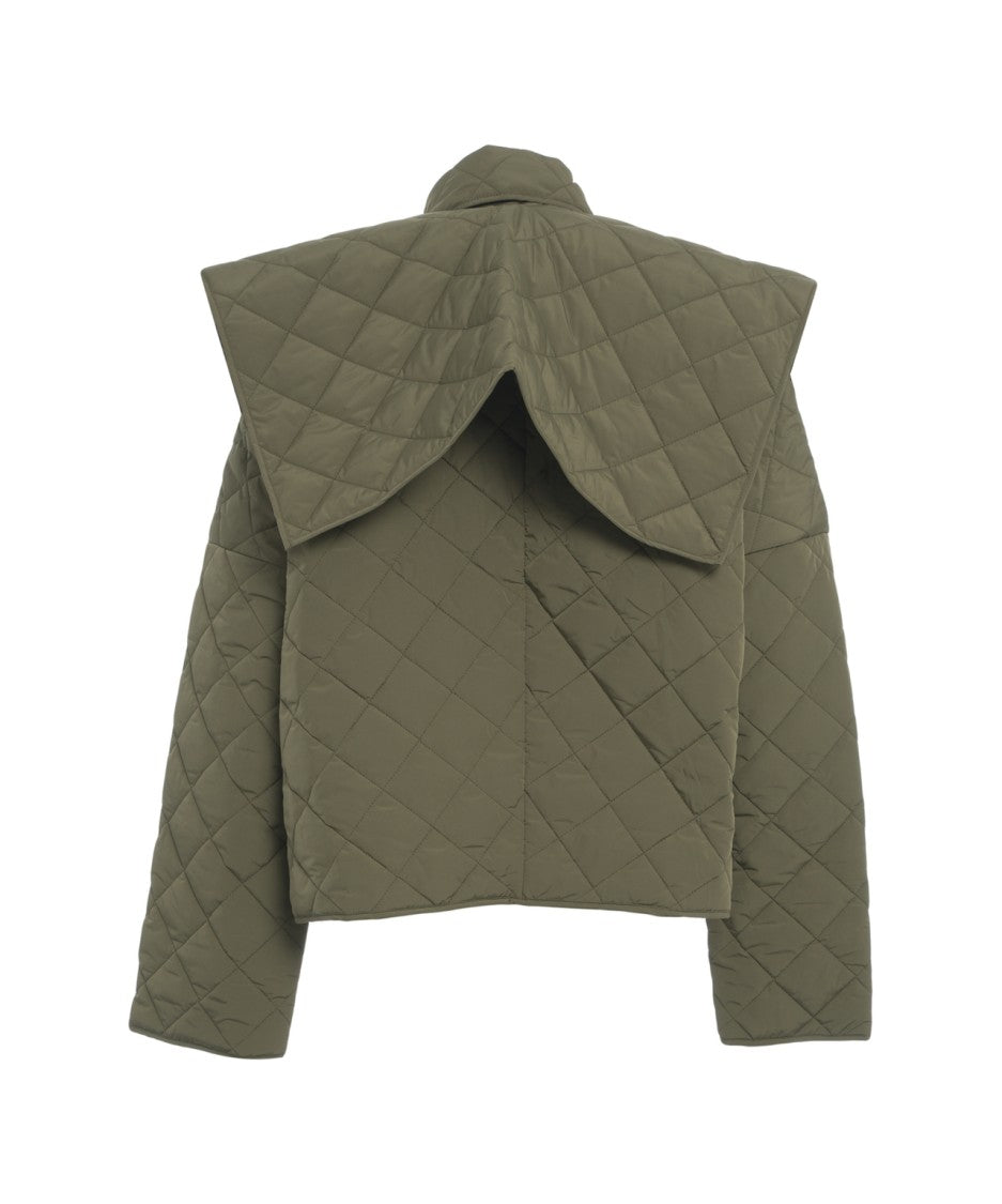 Viktoria Chan Quilted Jacket With High Collar And Unique Cape Detail