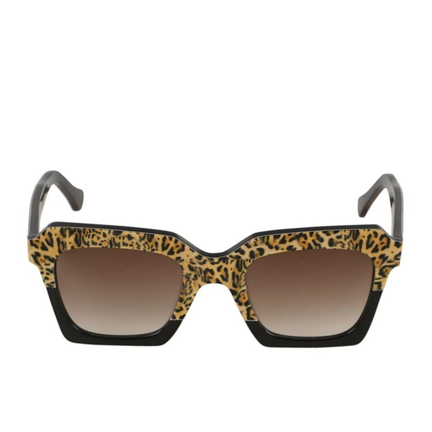Kador Kallima-S Bold Square Frame Sunglasses With Leopard Print Pattern