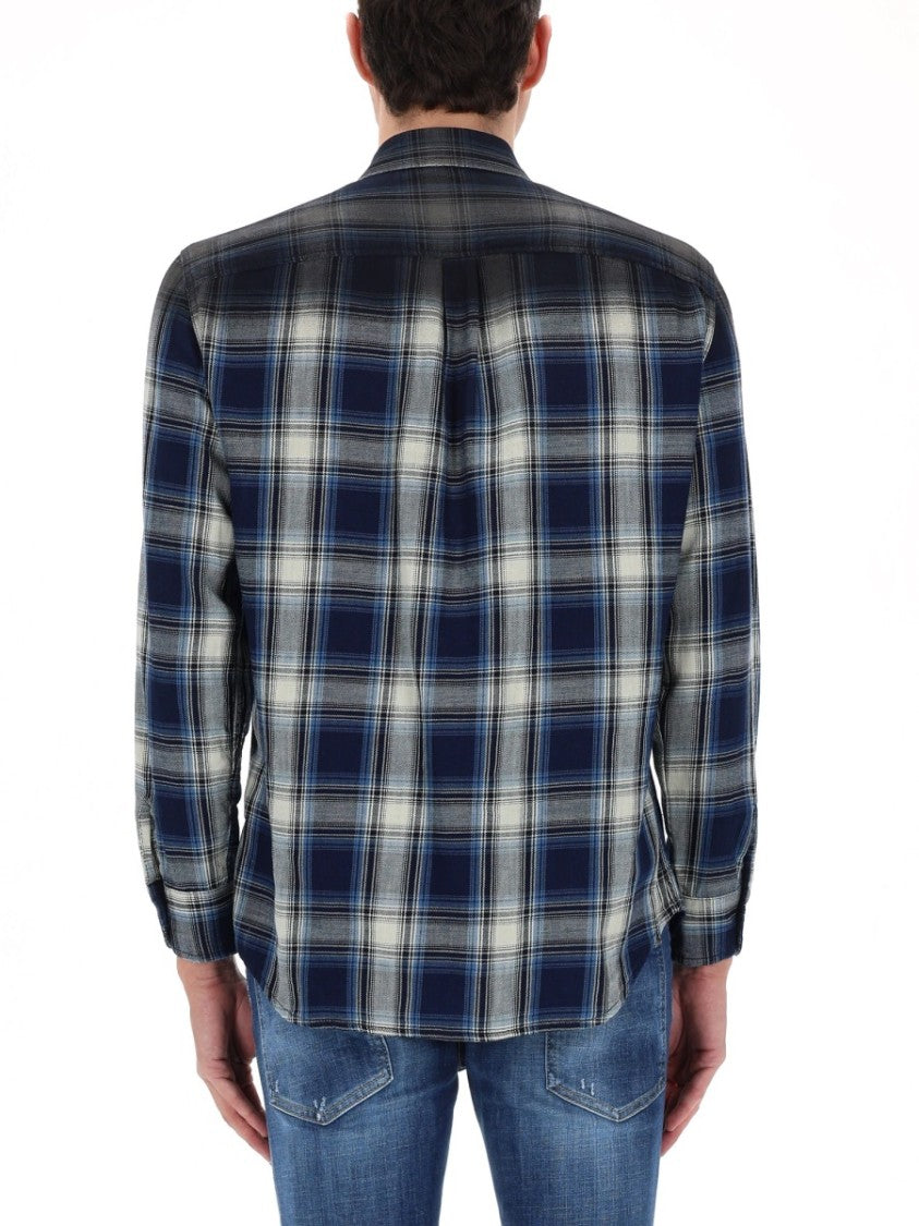 Dsquared2 Multicolor Gradient Plaid Cotton Shirt