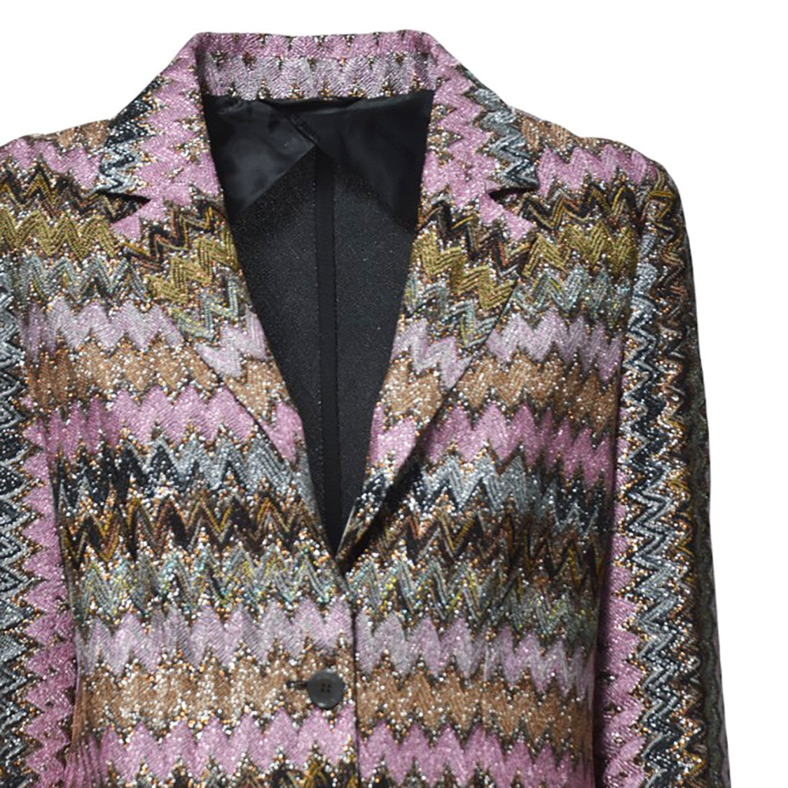 Missoni Pink Lame Chevron Viscose Knit Blazer