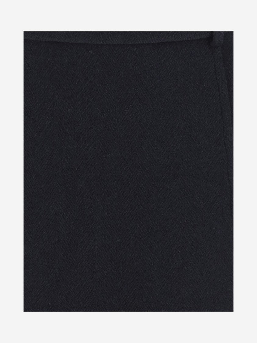 Jil Sander Structured Black Wool Skirt With Belt Loops