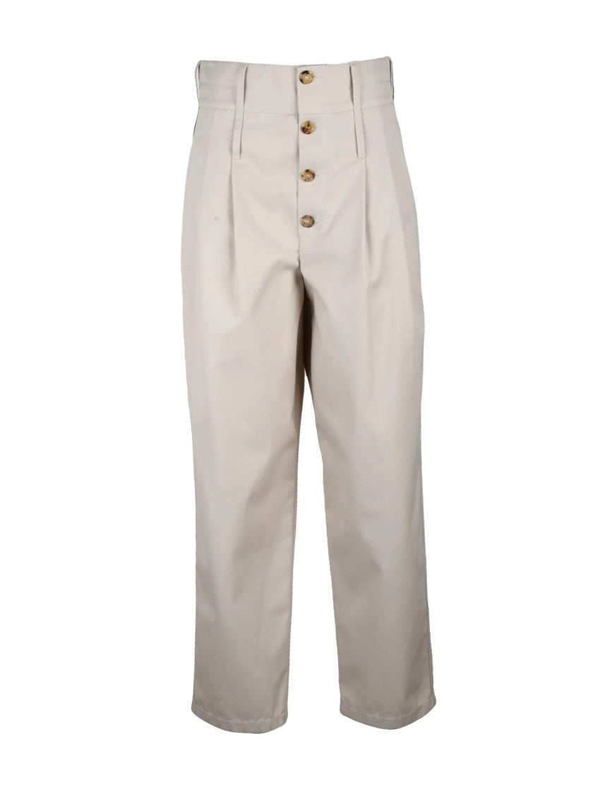 Moschino Couture Beige Polyester-Blend High-Waist Chino Pants