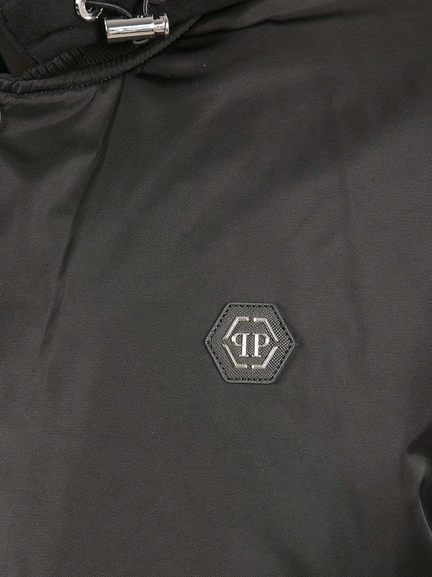 Philipp Plein Nylon And Deer-Print Leather Coat