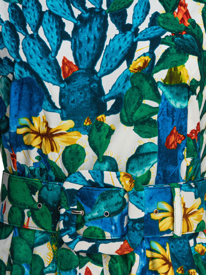 Samantha Sung Botanical Print Dress With Belted Waist