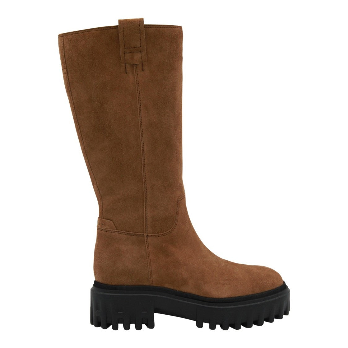 Hogan Tall Suede Boots With Black Lug Sole