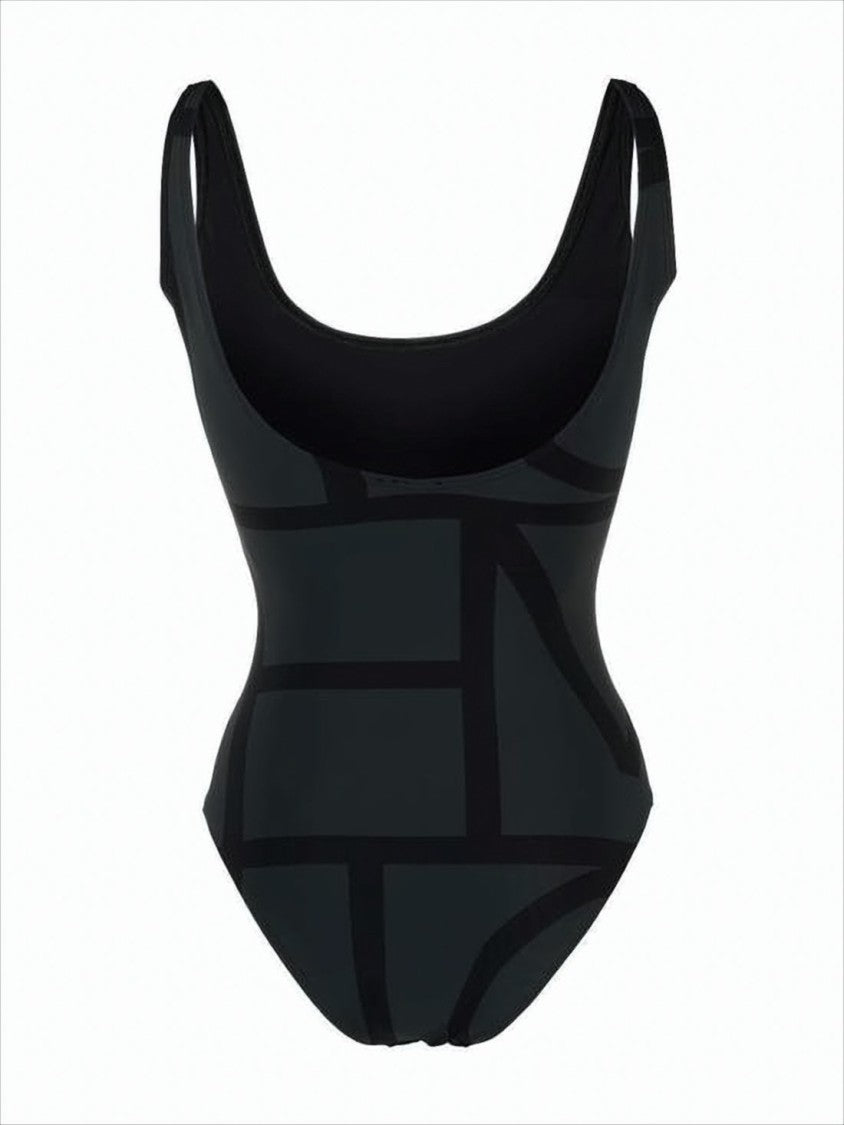 Totême Geometric Pattern One-Piece Swimsuit With Scoop Neckline