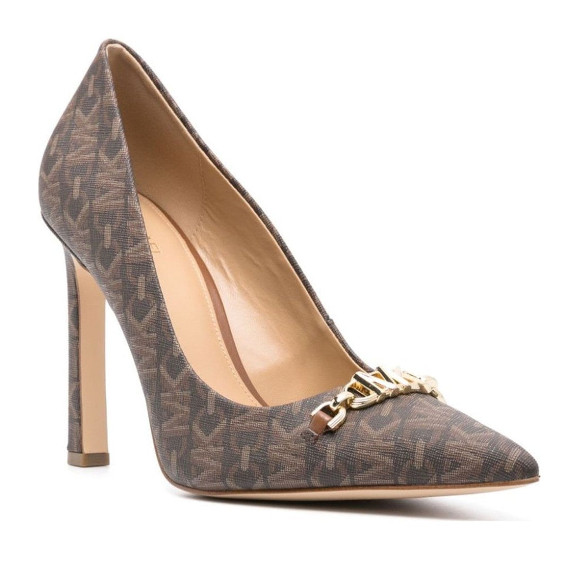 Michael Kors Brown Tiffanie Pvc Gold-Tone Buckle Pumps
