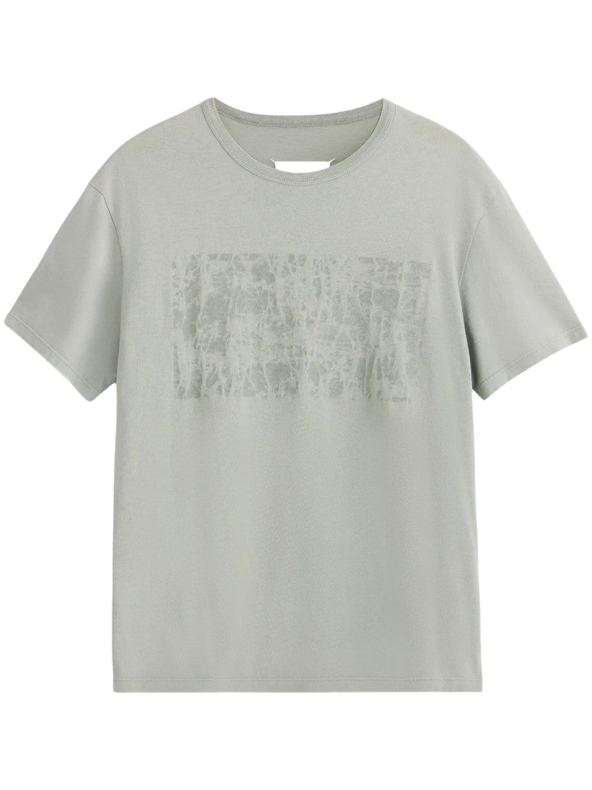 Maison Margiela Grey Wax Printed Cotton T-Shirt