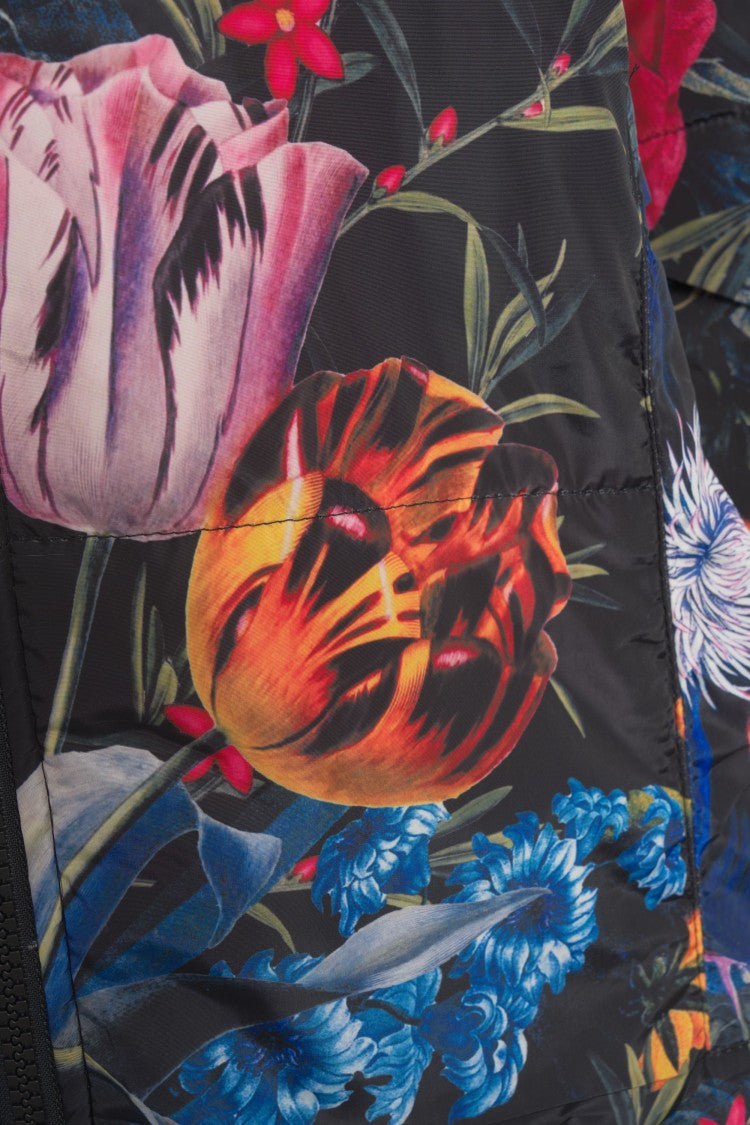 Sittingsuits Quilted Floral Print Coat With Oversized Silhouette