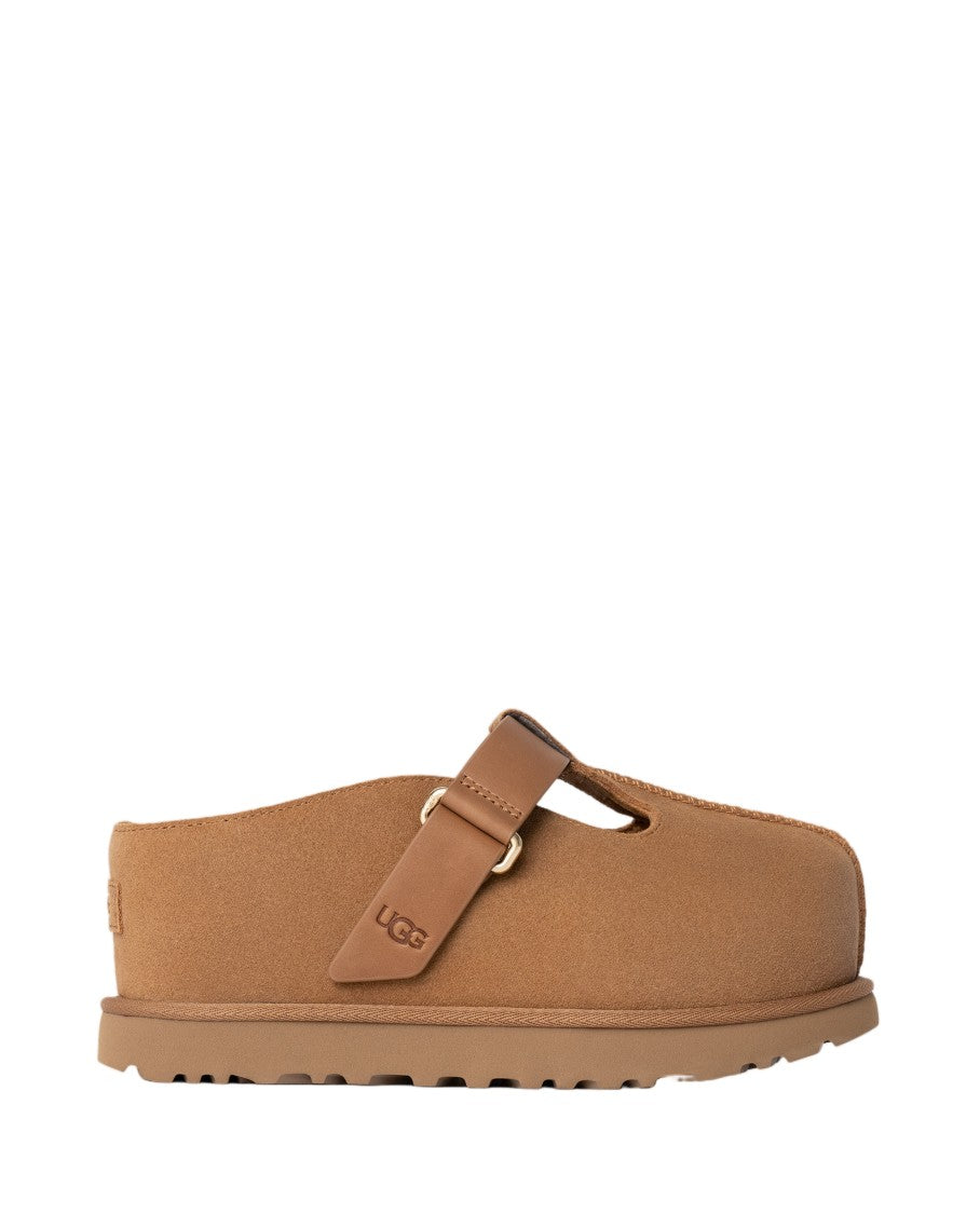 Ugg Shearling-Lined Suede Clog With Logo Embossing