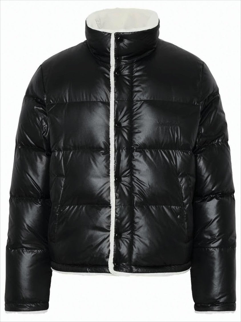 Saint Laurent Boxy Cropped Black Puffer Jacket With High Collar