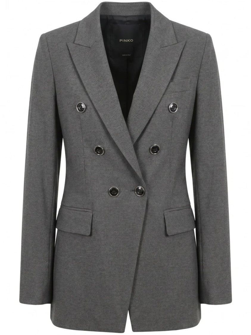 Pinko Tailored Double-Breasted Blazer With Sharp Lapels And Prominent Buttons