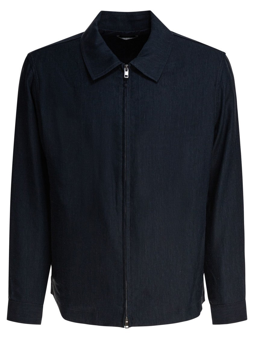 Vince Textured Blue Bomber Jacket