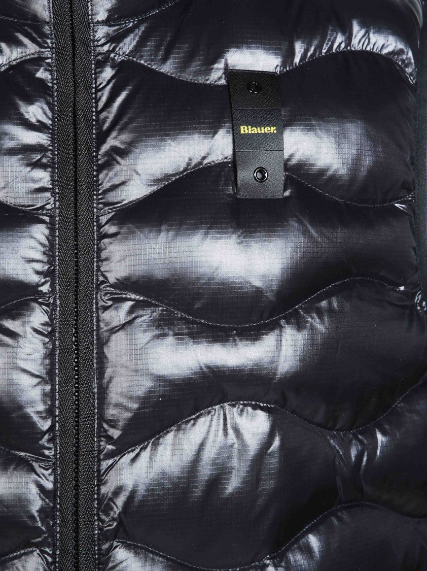 Blauer Quilted Sleeveless Glossy Black Vest