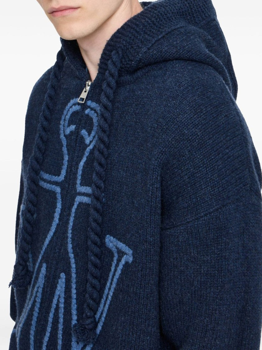 J. W. Anderson Zip-Up Hooded Sweater With Contrasting Logo