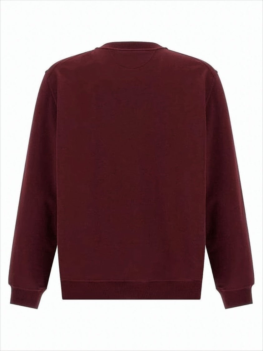 Brunello Cucinelli Burgundy Long-Sleeve Sweatshirt With Graphic Emblem And Ribbed Details