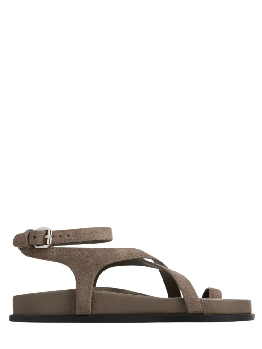 A.Emery Beige Crossover Straps Suede Sandals