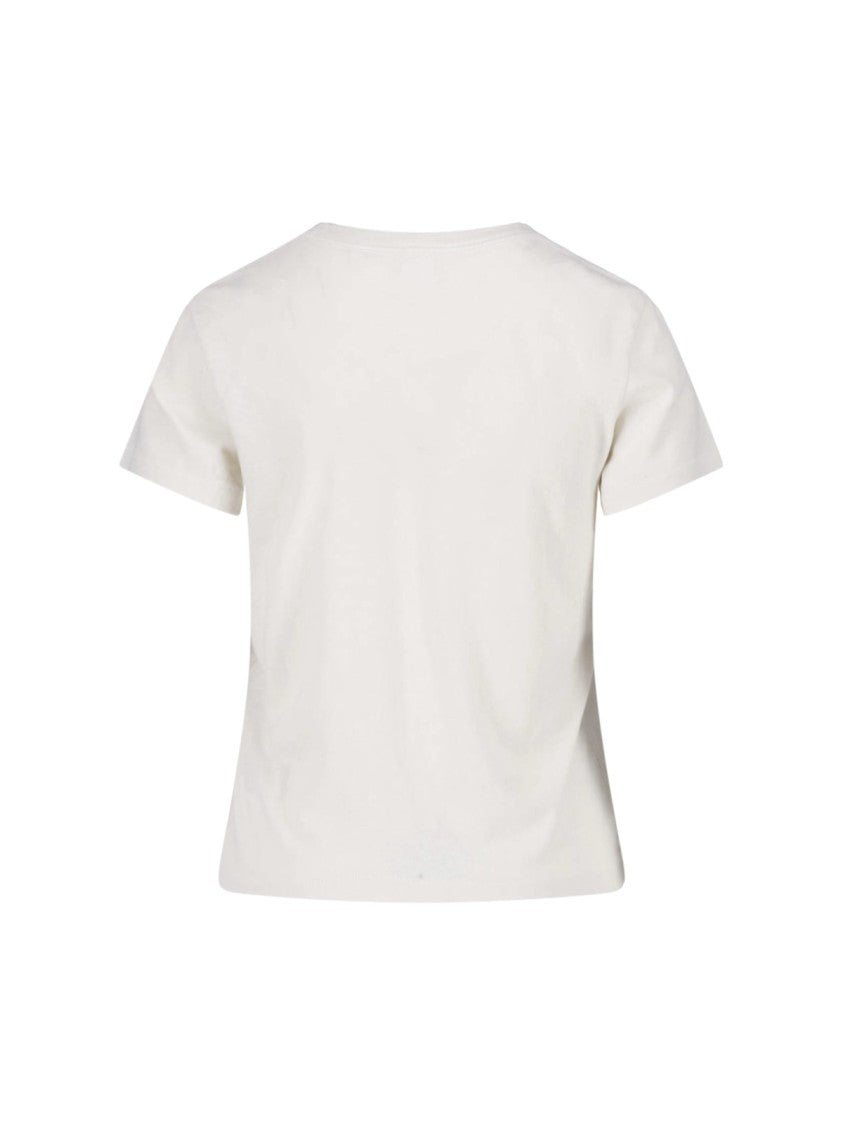 Re/Done White Printed Cotton T-Shirt