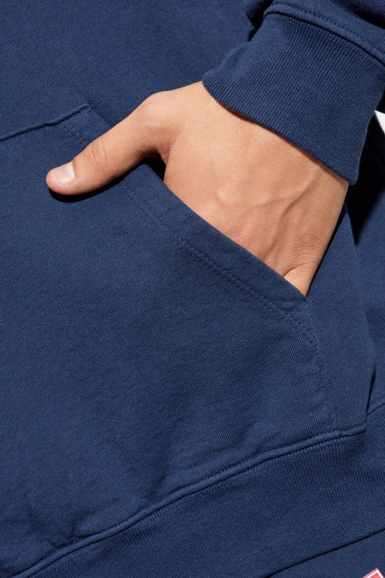 Sporty And Rich Navy Blue Hooded Sweatshirt With Usa Athletics Print