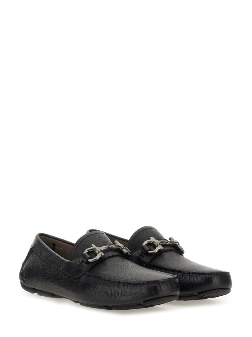 Ferragamo Moccasin Gancini With Textured Calf Leather