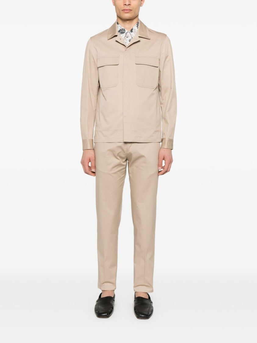 Daniele Alessandrini Leaf Print Long-Sleeved Shirt With Classic Collar